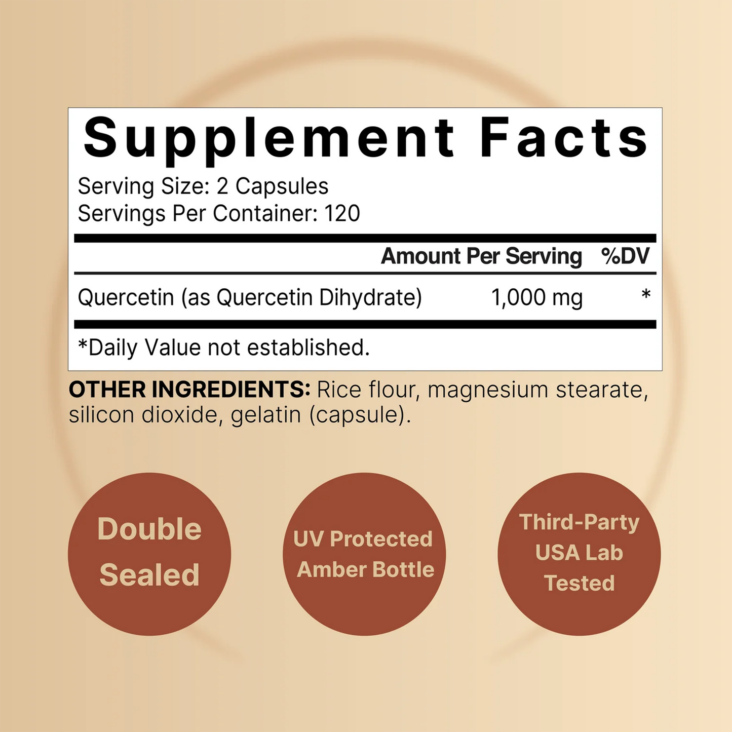 Gadrax Quercetin 1000mg Per Serving | 240 Capsules