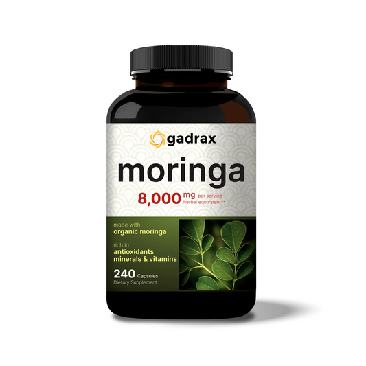 Gadrax Moringa Capsules (Made with Organic Moringa Powder), 8000mg Per Serving, 240 Counts™